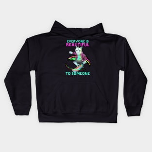 Rainbow Unicorn Skateboarding Cat Kids Hoodie